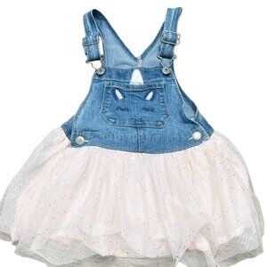 OshKosh B'Gosh Overall Dress Girls Size 3T Unicorn Sparkly Pink Tulle Skirt